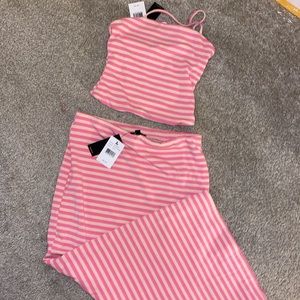Top shop pink striped two piece set